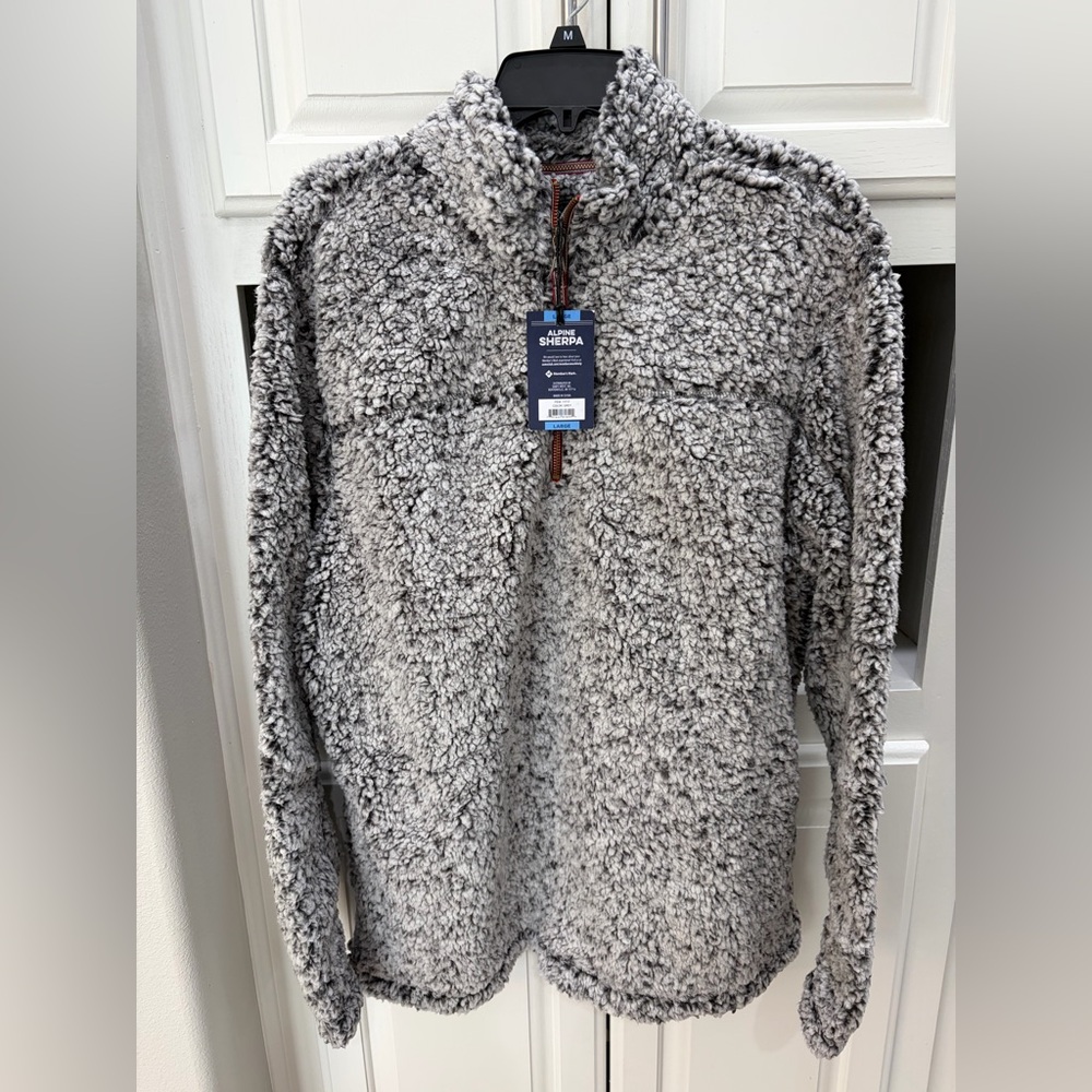 Alpine Sherpa Zip-Up Pullover in Light Gray